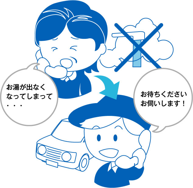お湯が出なくなってしまって・・・ お待ちくださいお伺いします！